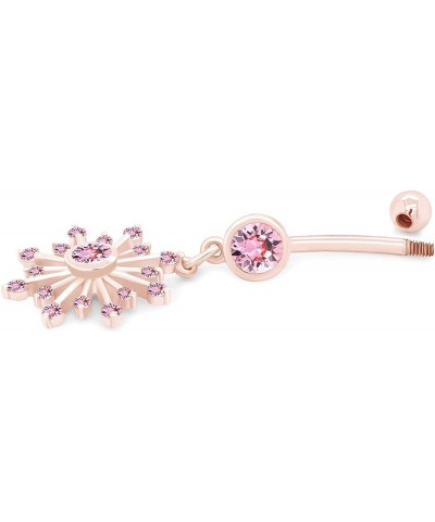 Snowflake Belly Button Navel Ring in 14K Gold Over Sterling Silver Rose Gold Over : Simulated Tourmaline $24.90 Rings