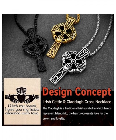 Irish Claddagh/Knot Pendant Necklace for Women Men Stainless Steel/18K Gold Plated Wicca Pentagram Talisman Jewelry Personali...