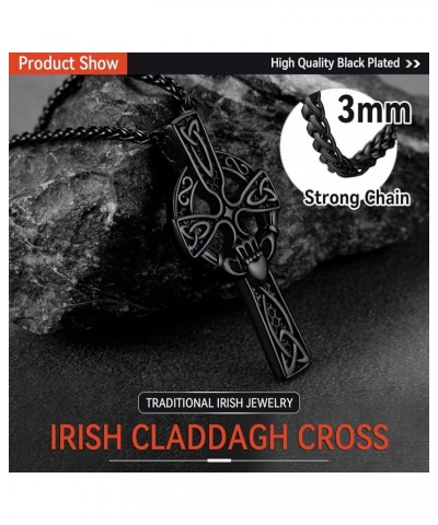 Irish Claddagh/Knot Pendant Necklace for Women Men Stainless Steel/18K Gold Plated Wicca Pentagram Talisman Jewelry Personali...