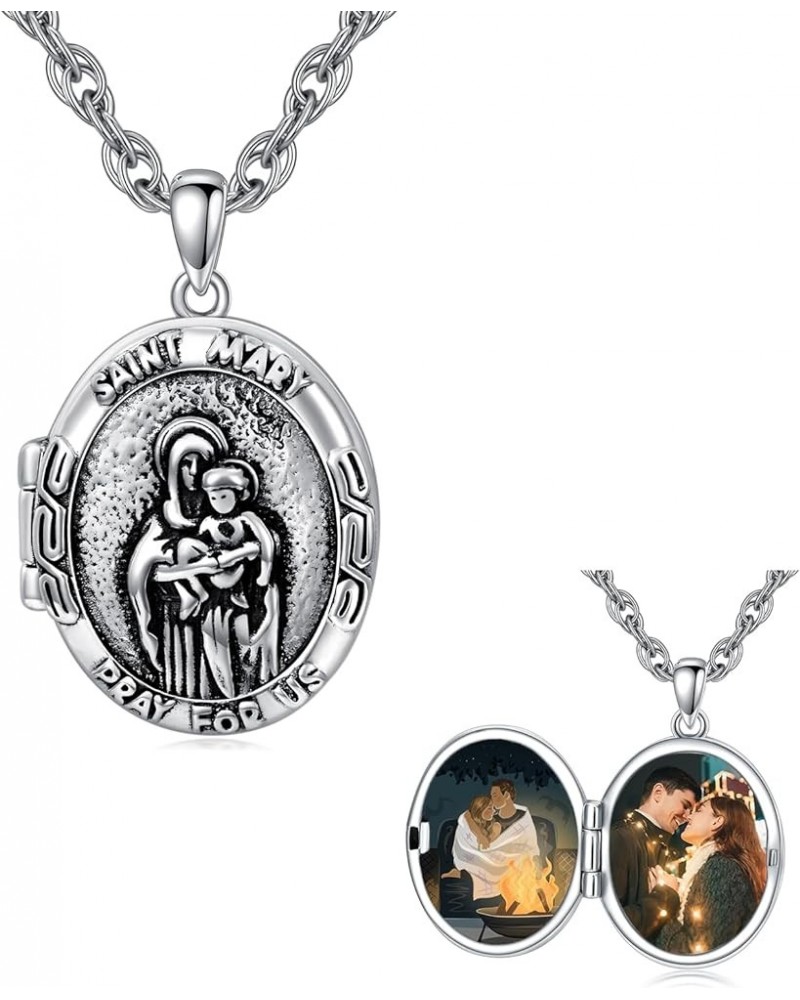 925 Sterling Silver Saint Michael/Anthony/Christopher/Benedict/Joseph/Jude/Virgin Mary/Francis Locket That Holds Pictures Pho...