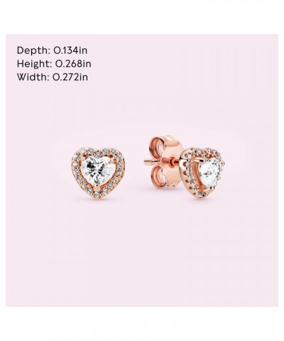 Sparkling Elevated Heart Stud Earrings - Stackable Earrings for Women - Great Gift for Her - 14k Rose Gold & Cubic Zirconia $...