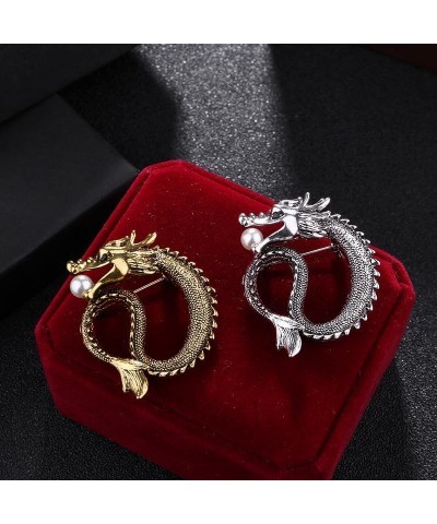 Gothic Chinese Dragon Brooches and Pins Punk Dragon Shape Lapel Pin Women Men Suit Jacket Coat Safty Pin Halloween PaDress Ac...