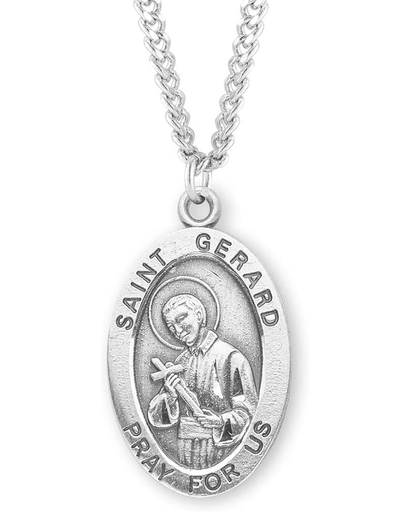 Sterling Silver Oval Patron Saint Medal St. Gerard 2 $23.01 Necklaces