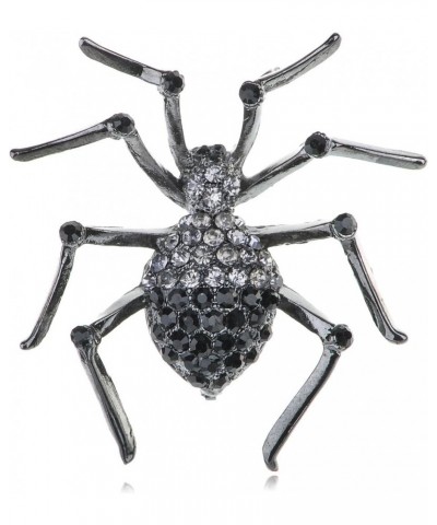 Womens Gunmetal Tone Clear Rhinestones Black Widow Spider Brooch Pin $11.39 Brooches & Pins