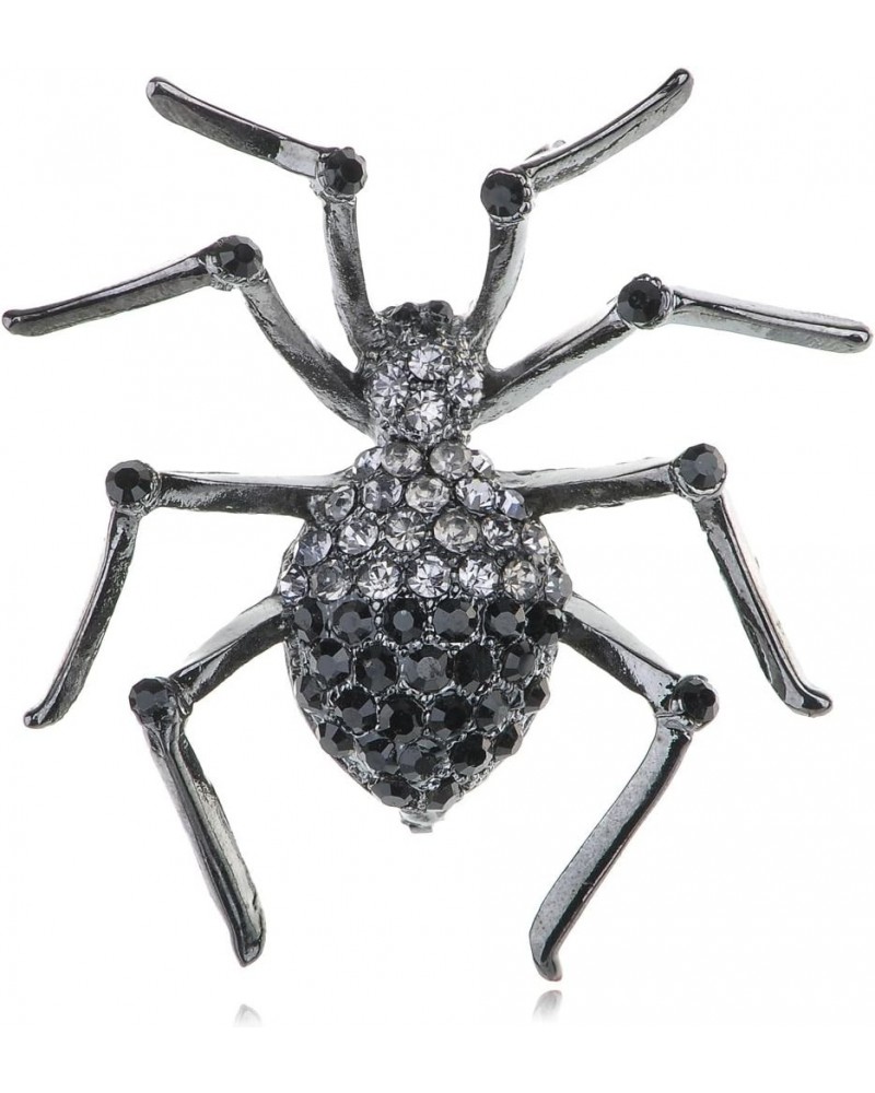 Womens Gunmetal Tone Clear Rhinestones Black Widow Spider Brooch Pin $11.39 Brooches & Pins