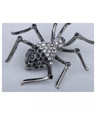 Womens Gunmetal Tone Clear Rhinestones Black Widow Spider Brooch Pin $11.39 Brooches & Pins