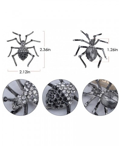 Womens Gunmetal Tone Clear Rhinestones Black Widow Spider Brooch Pin $11.39 Brooches & Pins