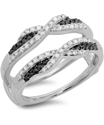 0.50Ct Round Cut 14K White Gold Plated Cubic Zirconia & Black Dia Swarovski Enhancer Double Guard Ring For Women's $29.06 Rings