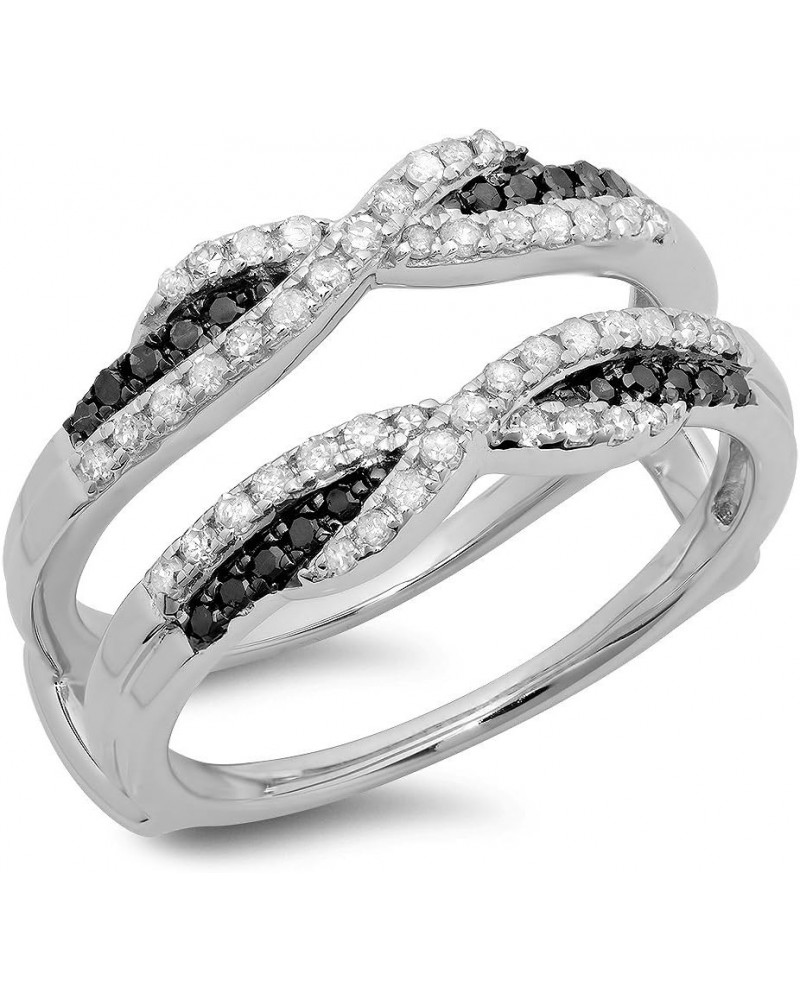 0.50Ct Round Cut 14K White Gold Plated Cubic Zirconia & Black Dia Swarovski Enhancer Double Guard Ring For Women's $29.06 Rings