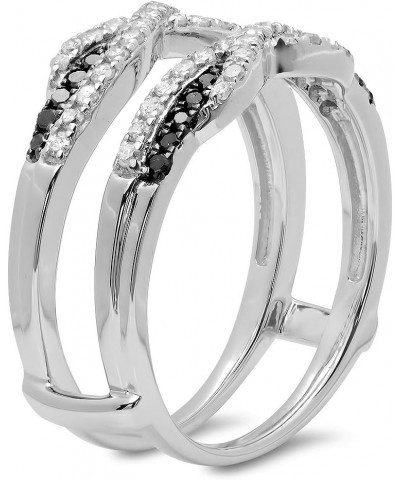 0.50Ct Round Cut 14K White Gold Plated Cubic Zirconia & Black Dia Swarovski Enhancer Double Guard Ring For Women's $29.06 Rings