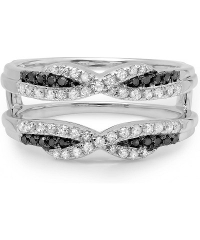 0.50Ct Round Cut 14K White Gold Plated Cubic Zirconia & Black Dia Swarovski Enhancer Double Guard Ring For Women's $29.06 Rings