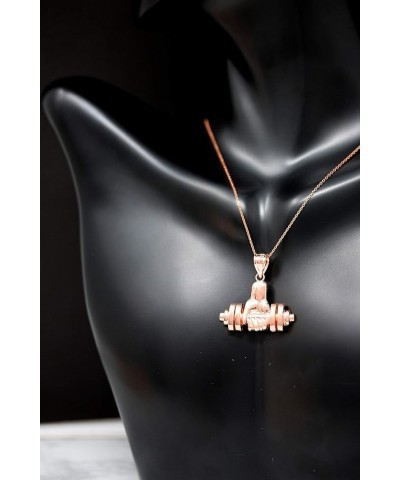 10k Weightlifting Dumbell Barbell Fitness Gym Trainer Charm Pendant Necklace 18.0 Inches Rose Gold $104.99 Necklaces