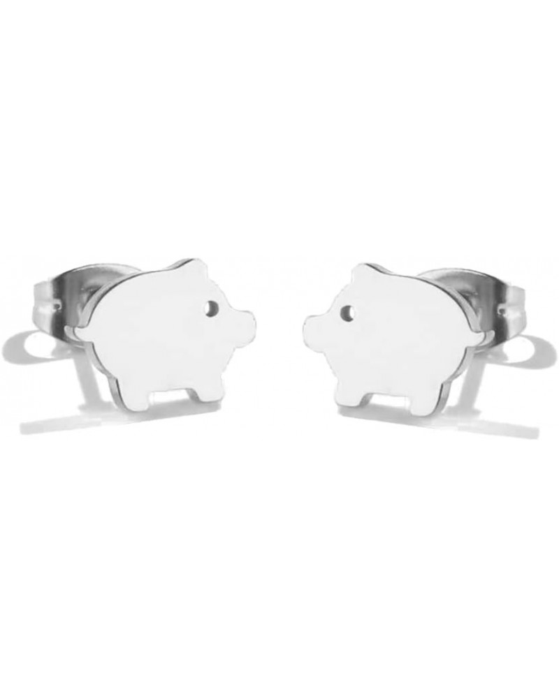 Simple Pig Stainless Steel Stud Earrings for Women Teen Girls Cartilage Hypoallergenic Tiny Small Studs Earring Minimalist Je...