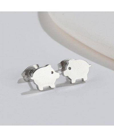 Simple Pig Stainless Steel Stud Earrings for Women Teen Girls Cartilage Hypoallergenic Tiny Small Studs Earring Minimalist Je...