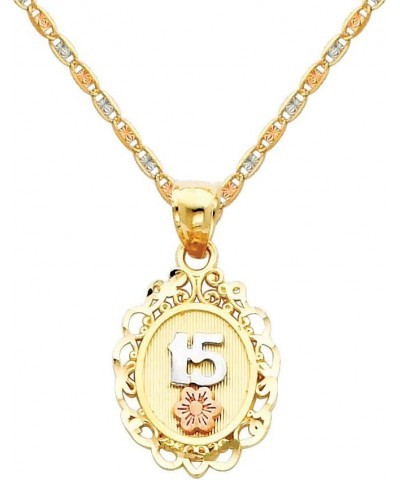 14k REAL Tri Color Gold 15 A?os Pendant with 1.5mm Diamond Cut Chain Necklace 20.0 Inches $62.62 Pendants