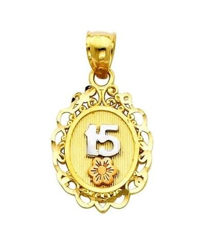 14k REAL Tri Color Gold 15 A?os Pendant with 1.5mm Diamond Cut Chain Necklace 20.0 Inches $62.62 Pendants