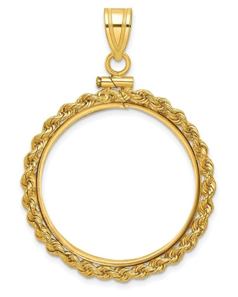 Gold Coin Bezel Pendant Mounting in 10K Yellow Gold - 13mm - 39.5mm Coin Size - Polished Rope Screw Top Coin 27mmx2.35mm $84....