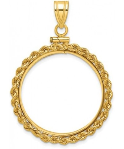 Gold Coin Bezel Pendant Mounting in 10K Yellow Gold - 13mm - 39.5mm Coin Size - Polished Rope Screw Top Coin 27mmx2.35mm $84....