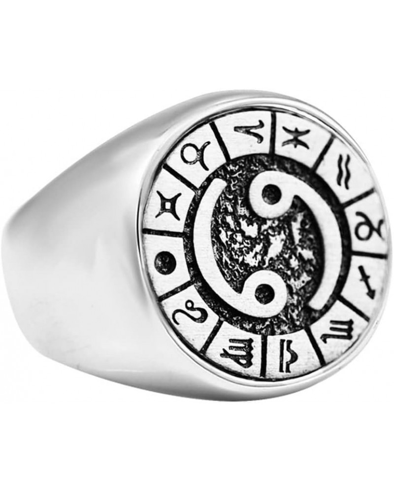 Unisex Stainless Steel Simple 12 Constellation Zodiac Signet Ring Horoscope Astrology Silver Cancer $8.79 Others