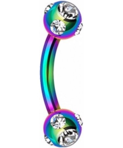 Colorline PVD Aurora Gem Ball WildKlass Curved Barbell Eyebrow Ring 16 GA, 10mm, 3mm ball size, Rainbow/Clear $8.31 Body Jewelry