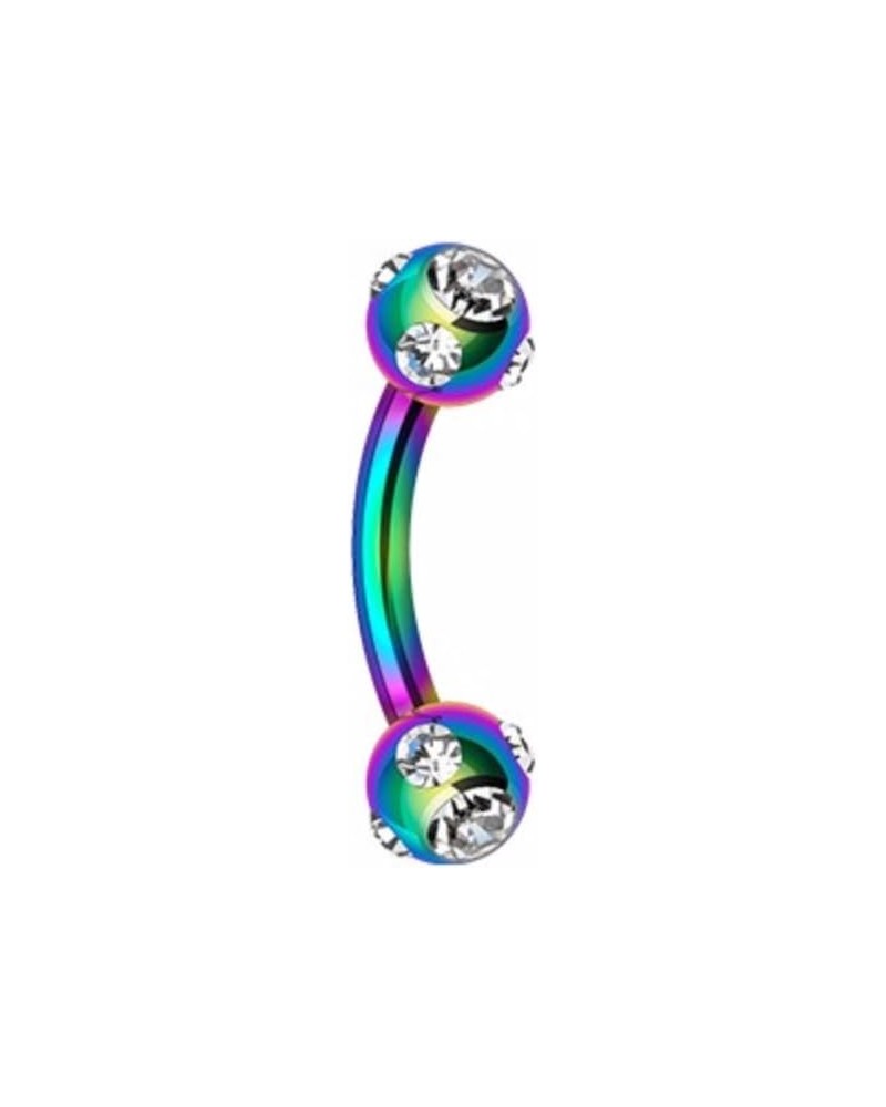 Colorline PVD Aurora Gem Ball WildKlass Curved Barbell Eyebrow Ring 16 GA, 10mm, 3mm ball size, Rainbow/Clear $8.31 Body Jewelry