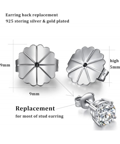 Earrings Back Locking Earring Back Replacement for Diamond Studs Silver Flat Earrings Backing Sterling Silver Earrings Back S...