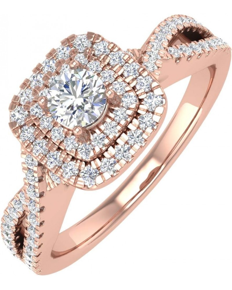 1/2 Carat Cushion cut Halo Diamond Engagement Ring in 10K Gold - IGI Certified Rose Gold $153.00 Rings