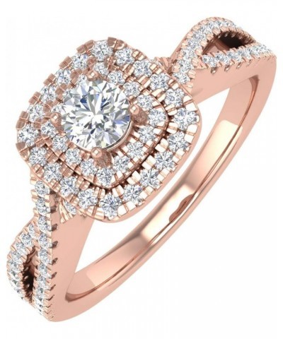 1/2 Carat Cushion cut Halo Diamond Engagement Ring in 10K Gold - IGI Certified Rose Gold $153.00 Rings