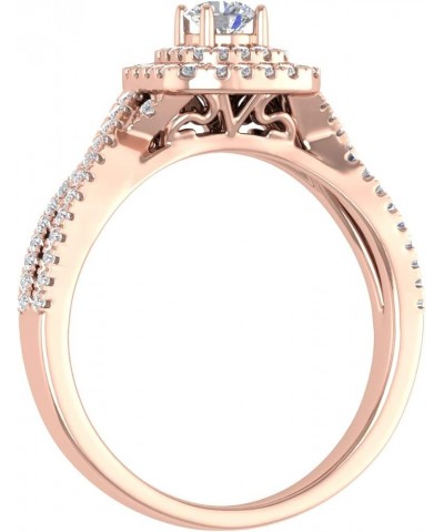 1/2 Carat Cushion cut Halo Diamond Engagement Ring in 10K Gold - IGI Certified Rose Gold $153.00 Rings