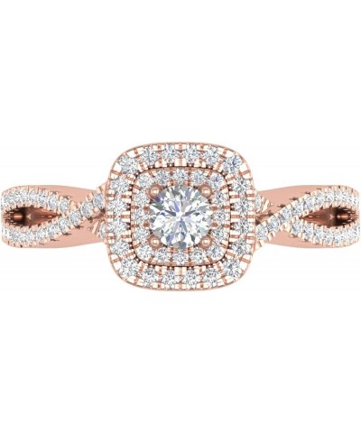 1/2 Carat Cushion cut Halo Diamond Engagement Ring in 10K Gold - IGI Certified Rose Gold $153.00 Rings