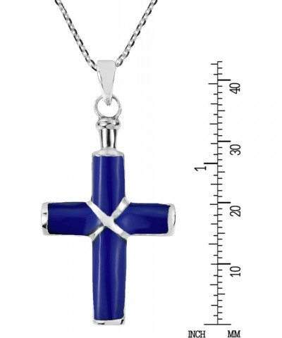 Unisex Religious Symbolic Christian Cross Simulated Blue Lapis-Lazuli .925 Sterling Silver Pendant Necklace $13.86 Necklaces