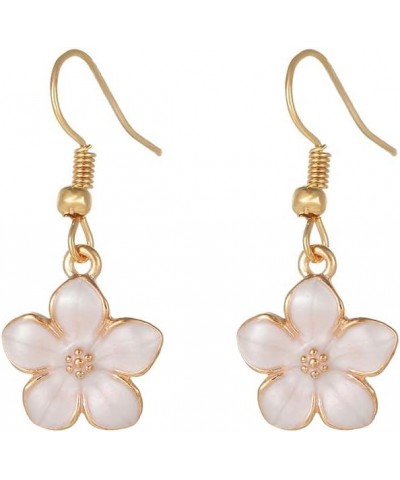 Sweet Cherry Blossom Flower Dangle Earrings Multicolor Enamel Drop Earrings for Women Jewelry White $5.93 Earrings