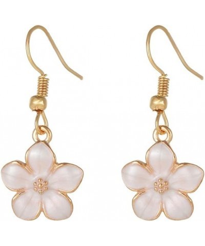 Sweet Cherry Blossom Flower Dangle Earrings Multicolor Enamel Drop Earrings for Women Jewelry White $5.93 Earrings