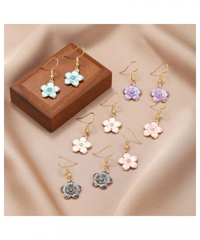 Sweet Cherry Blossom Flower Dangle Earrings Multicolor Enamel Drop Earrings for Women Jewelry White $5.93 Earrings