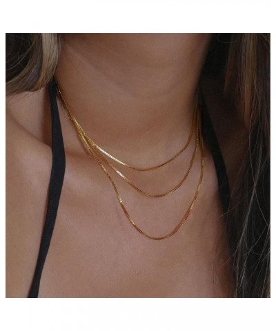 Herringbone Necklace for Women,Dainty Gold Layered Necklace for Women 14k Gold Plated Box Chains Gold Snake Chain Choker Neck...