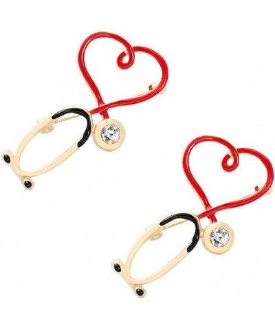 Red Enamel Heart Beating Line Stethoscope Doctor Medical Brooch and Pin Stethoscope 3 $9.43 Brooches & Pins