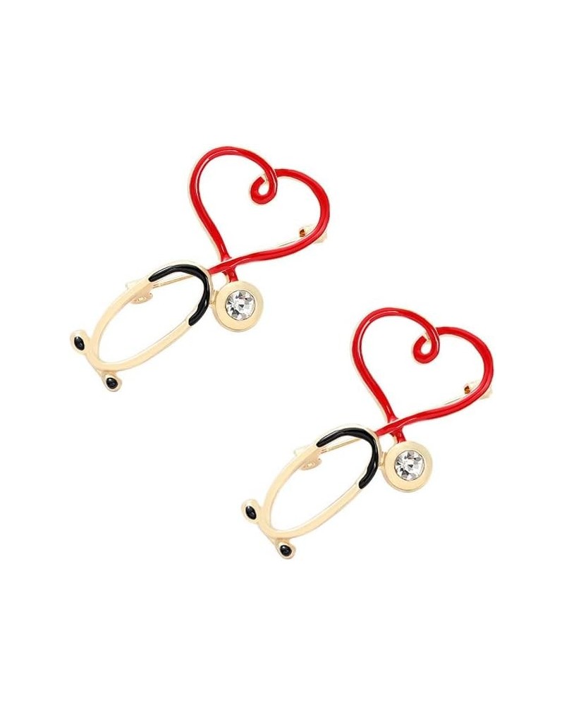 Red Enamel Heart Beating Line Stethoscope Doctor Medical Brooch and Pin Stethoscope 3 $9.43 Brooches & Pins