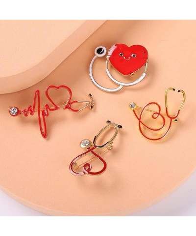 Red Enamel Heart Beating Line Stethoscope Doctor Medical Brooch and Pin Stethoscope 3 $9.43 Brooches & Pins