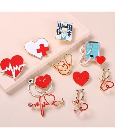 Red Enamel Heart Beating Line Stethoscope Doctor Medical Brooch and Pin Stethoscope 3 $9.43 Brooches & Pins