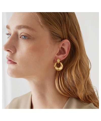 Gold Statement Earrings for Women 14K Gold Plated Big Vintage Geometric Dangle Drop Earrings for Prom Party B-Gold $10.25 Ear...