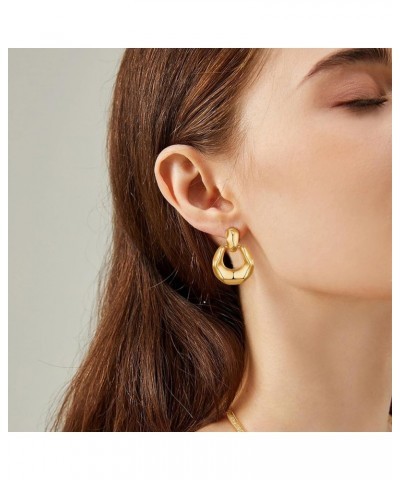 Gold Statement Earrings for Women 14K Gold Plated Big Vintage Geometric Dangle Drop Earrings for Prom Party B-Gold $10.25 Ear...