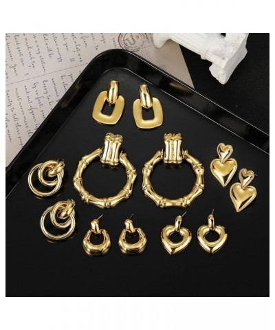 Gold Statement Earrings for Women 14K Gold Plated Big Vintage Geometric Dangle Drop Earrings for Prom Party B-Gold $10.25 Ear...