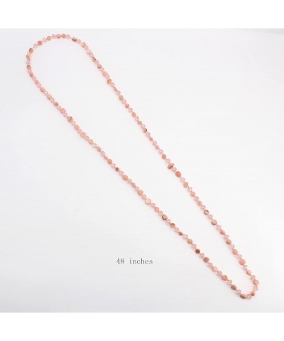 Long Beads Necklaces for Women Shell Crystal Beads 48" Long Rope Knot Necklace Costume Jewelry for Gifts Pink $9.68 Necklaces