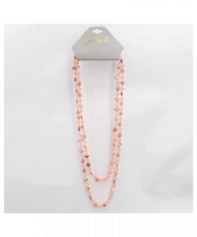 Long Beads Necklaces for Women Shell Crystal Beads 48" Long Rope Knot Necklace Costume Jewelry for Gifts Pink $9.68 Necklaces