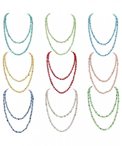 Long Beads Necklaces for Women Shell Crystal Beads 48" Long Rope Knot Necklace Costume Jewelry for Gifts Pink $9.68 Necklaces