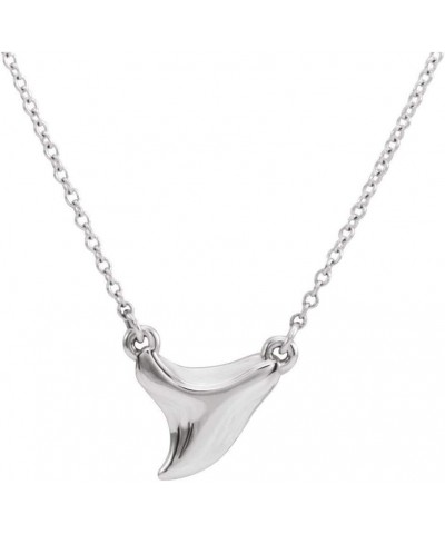 Shark Tooth Charm Pendant Chain Necklace Adjustable 16" to 18" (10mm x 10mm) 14k White Gold $49.98 Necklaces