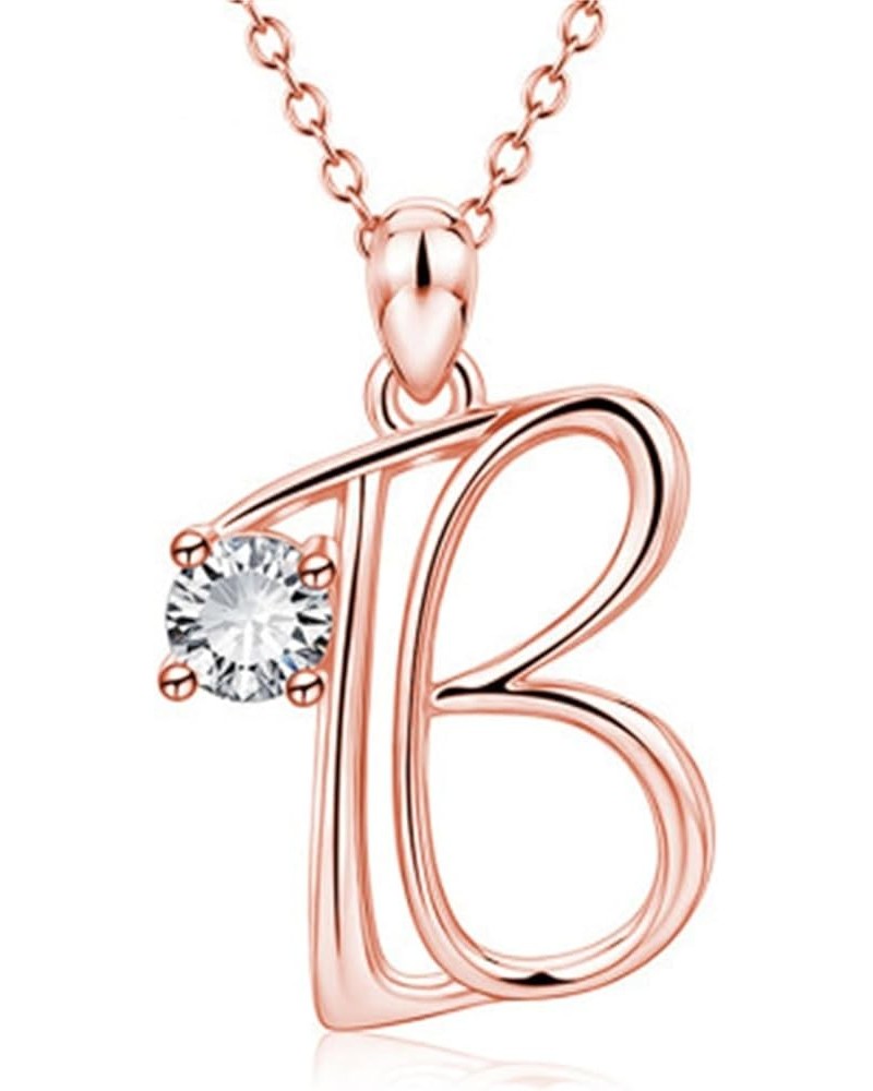 Cubic Zirconia Initial Necklace English Fashion Name Letter Pendant Jewelry Gifts for family Mother Sister Wife B One Size $4...