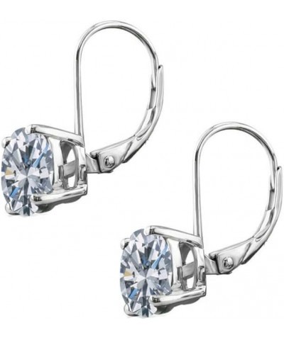 Rhodium Plated 7MM Solitaire Cubic Zirconia Leverback Round Cut Drop Earrings – Dangle Earrings for Women & Girls Comes with ...