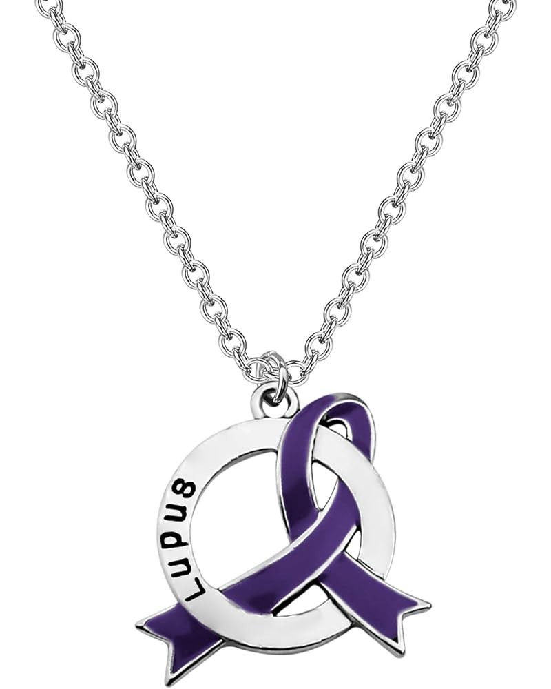 Lupus Disease Purple Ribbon Clip-on Charm/Necklace Lupus Awareness Gift Purple Awareness Lupus Survivor Jewelry Lupus Necklac...