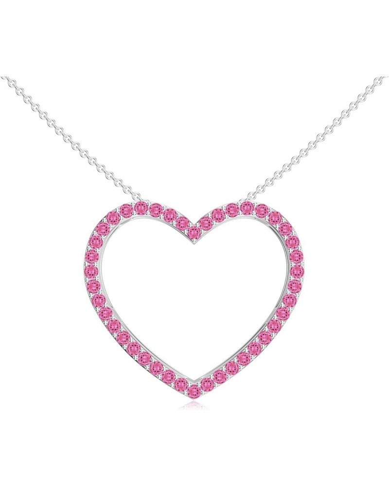 Natural Gemstone Heart Shaped Pendant for Women in Sterling Silver / 14K Solid Gold/Platinum Platinum Pink Sapphire $33.28 Ne...